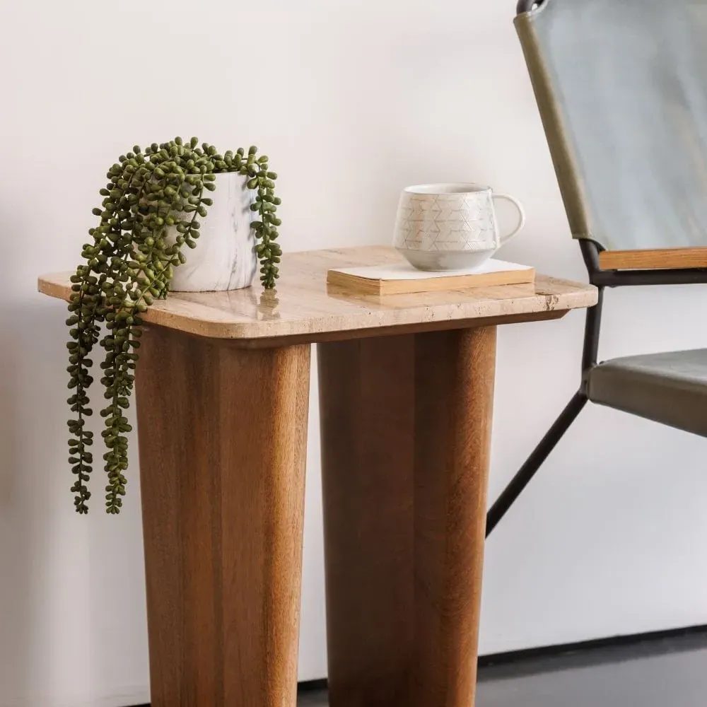 Side Table with Chunky Legs - Wood, Mango image
