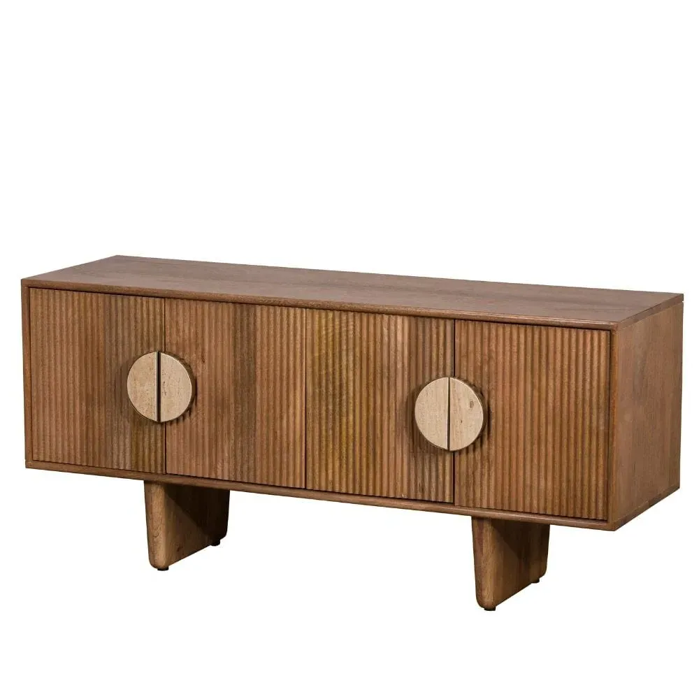 TV Unit with Stone Accents - Wood, Mango Wood