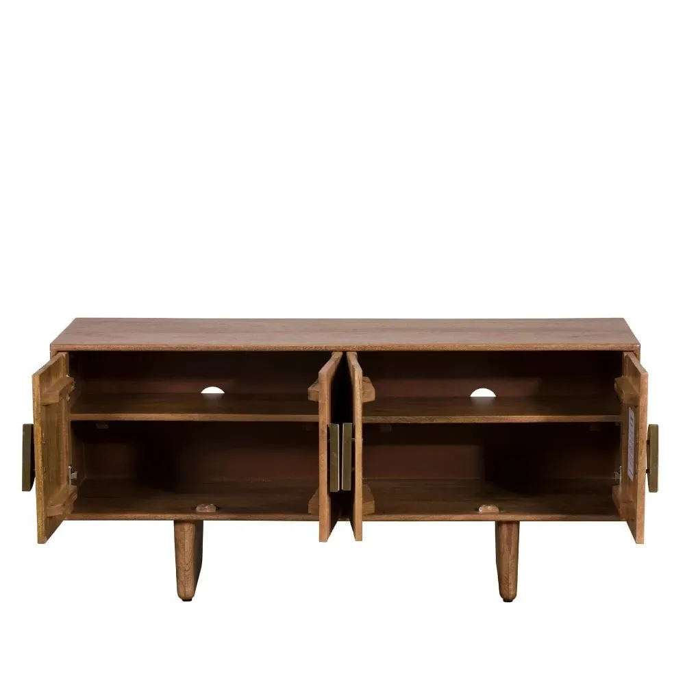 TV Unit with Stone Accents - Wood, Mango Wood