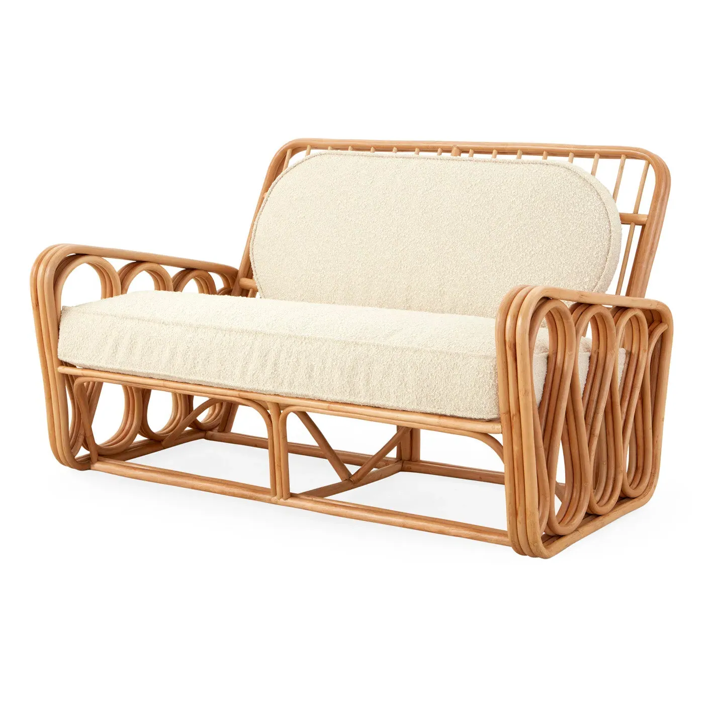 2-Seater Settee with Cushions - Oatmeal, Rattan image