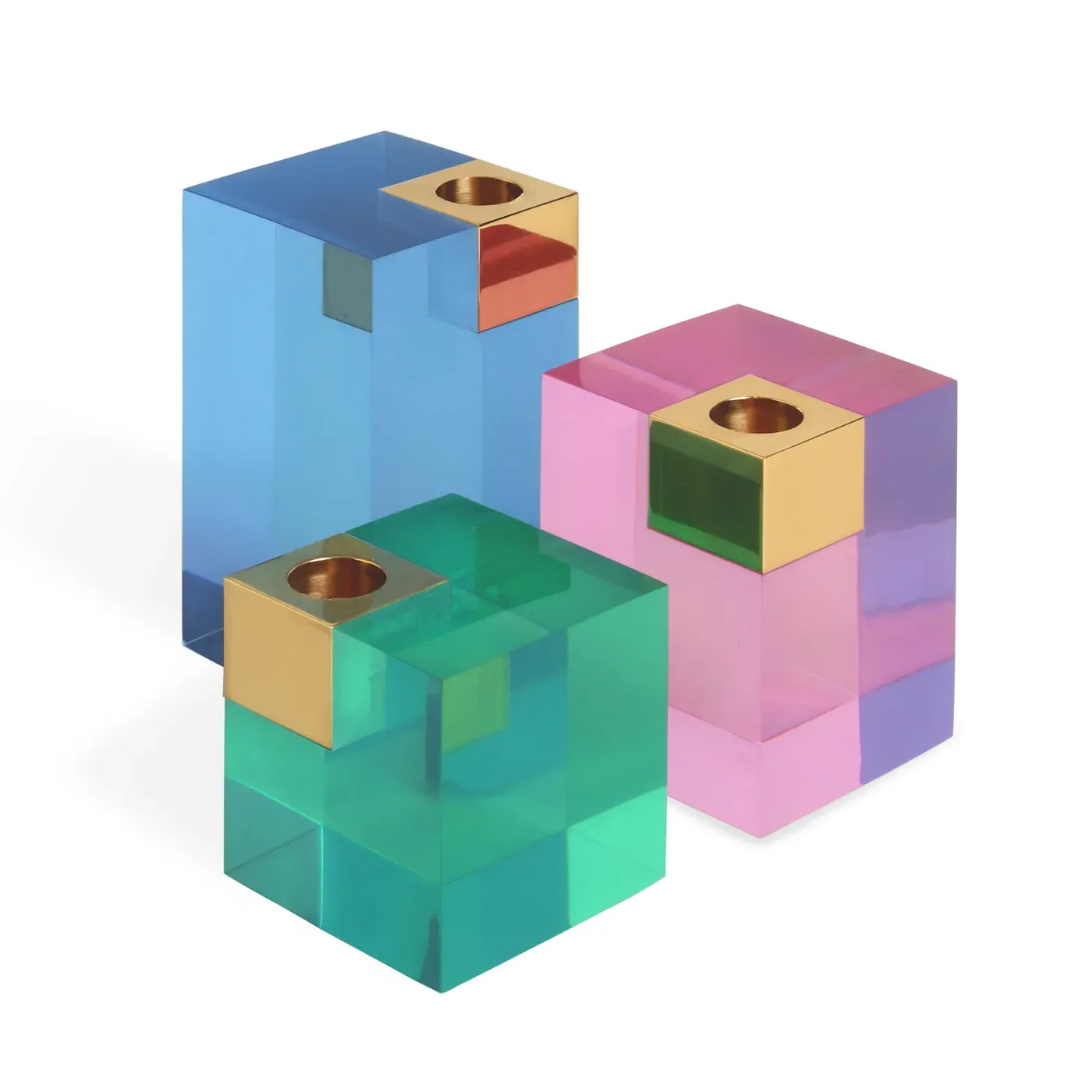 3-Piece Candle Holder Set - Multi, Acrylic image