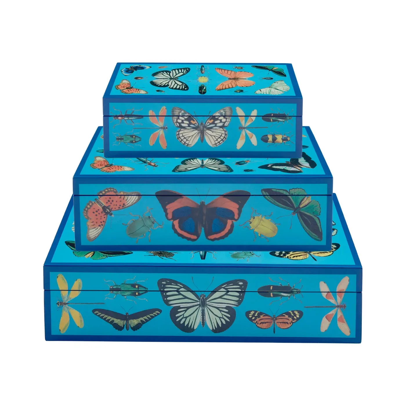 3-Piece Stacking Box Set - Blue, Lacquer image
