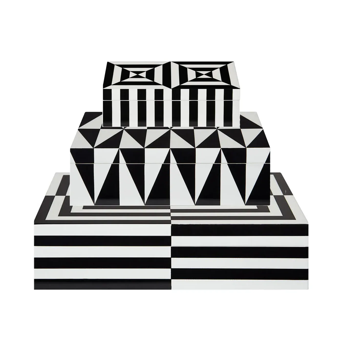 3-Piece Storage Box Set - Black & White, Lacquer image