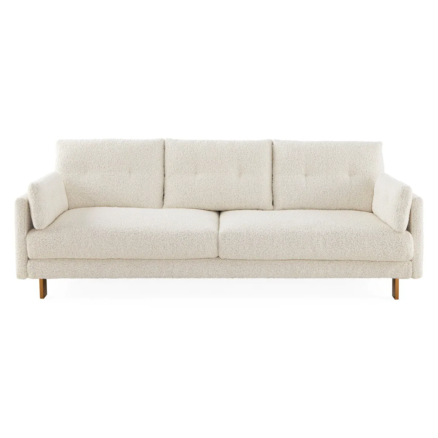 3-Seater Sofa with Pin-Tuck Detail - Brass Legs