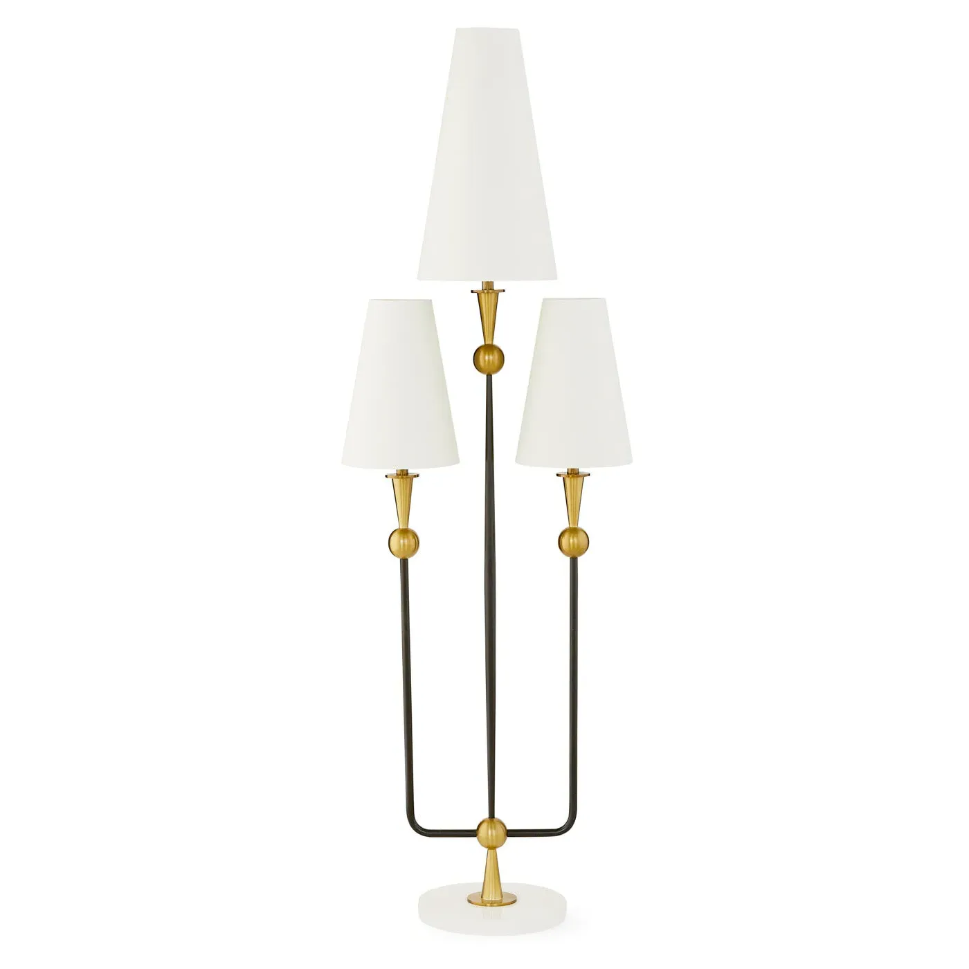 3-Stem Floor Lamp - Black Metal, Marble Base image