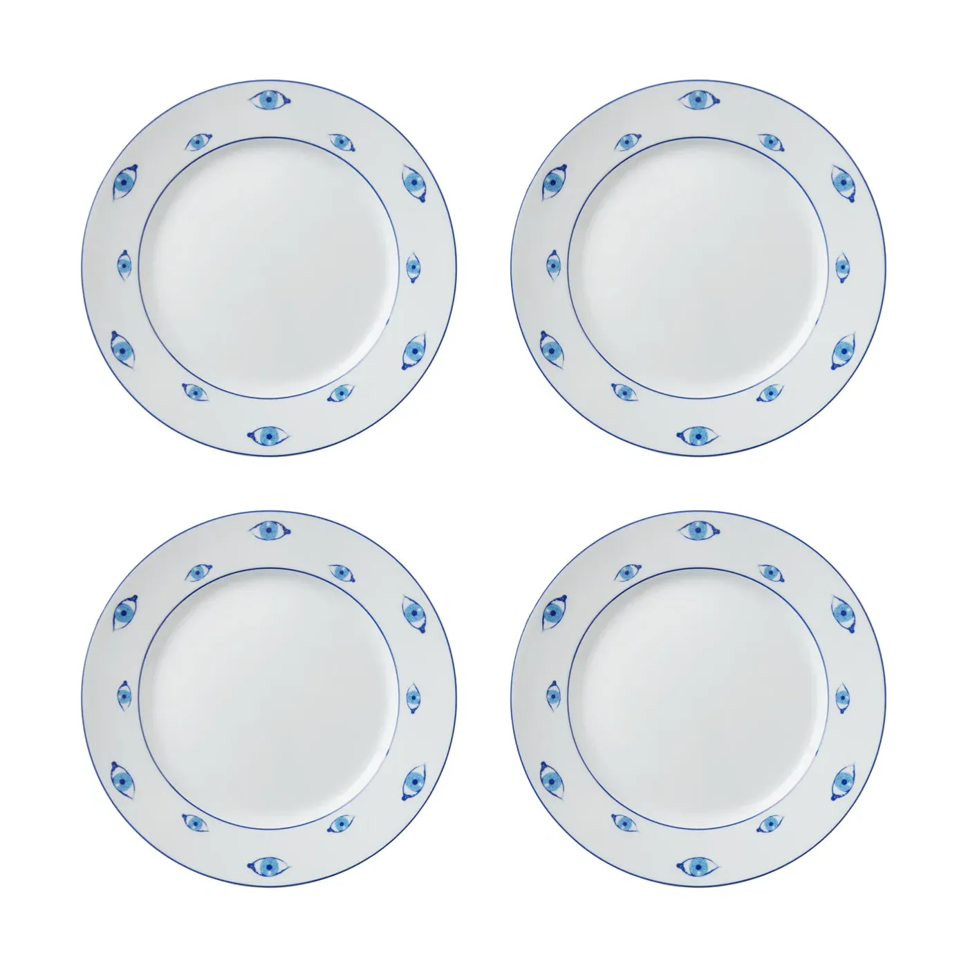 4-Piece Dinner Plate Set - Blue, Porcelain image