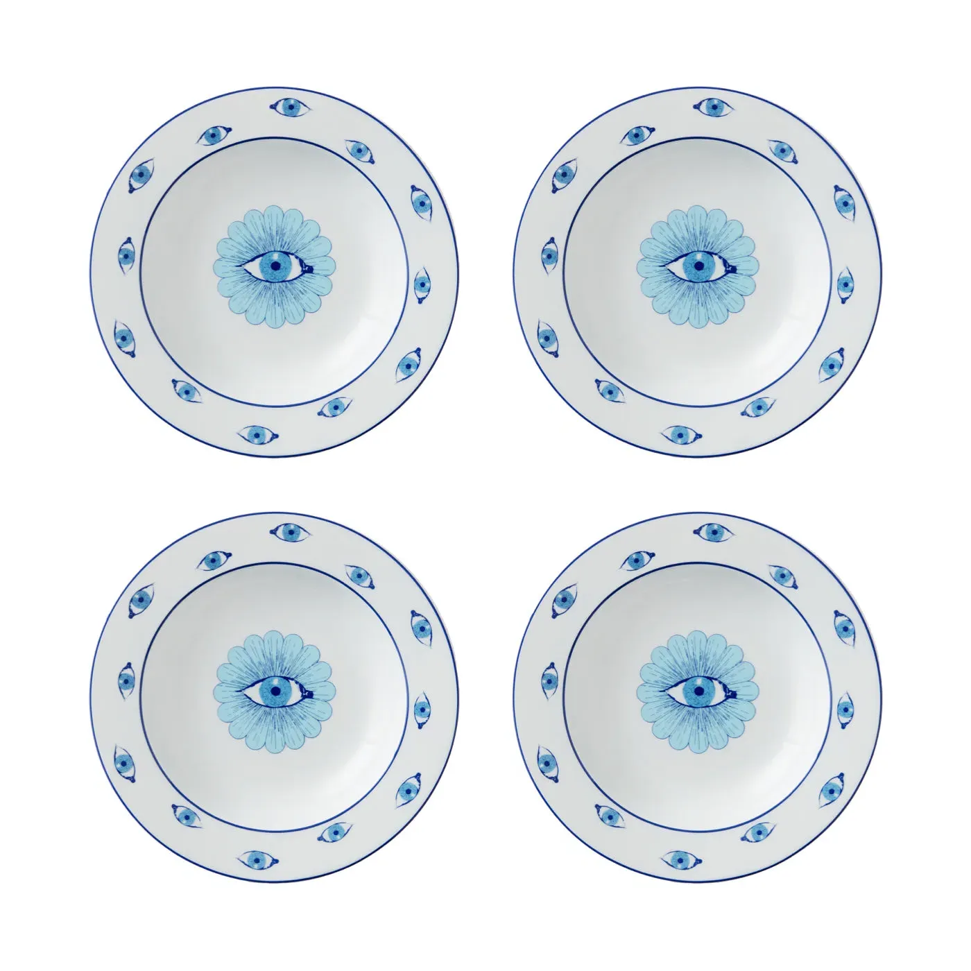 4-Piece Soup Bowl Set - Blue, Porcelain image
