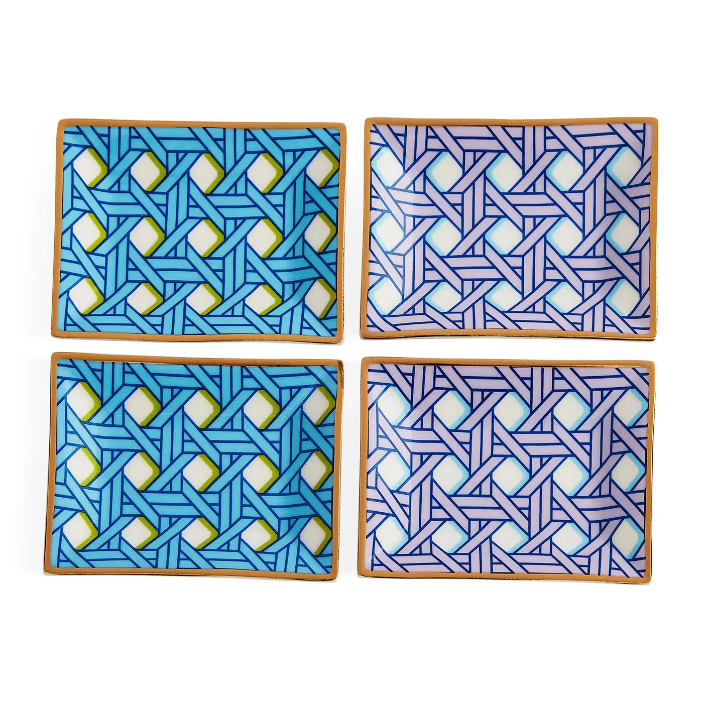 4-Piece Tray Set Basketweave - Gold, Porcelain image
