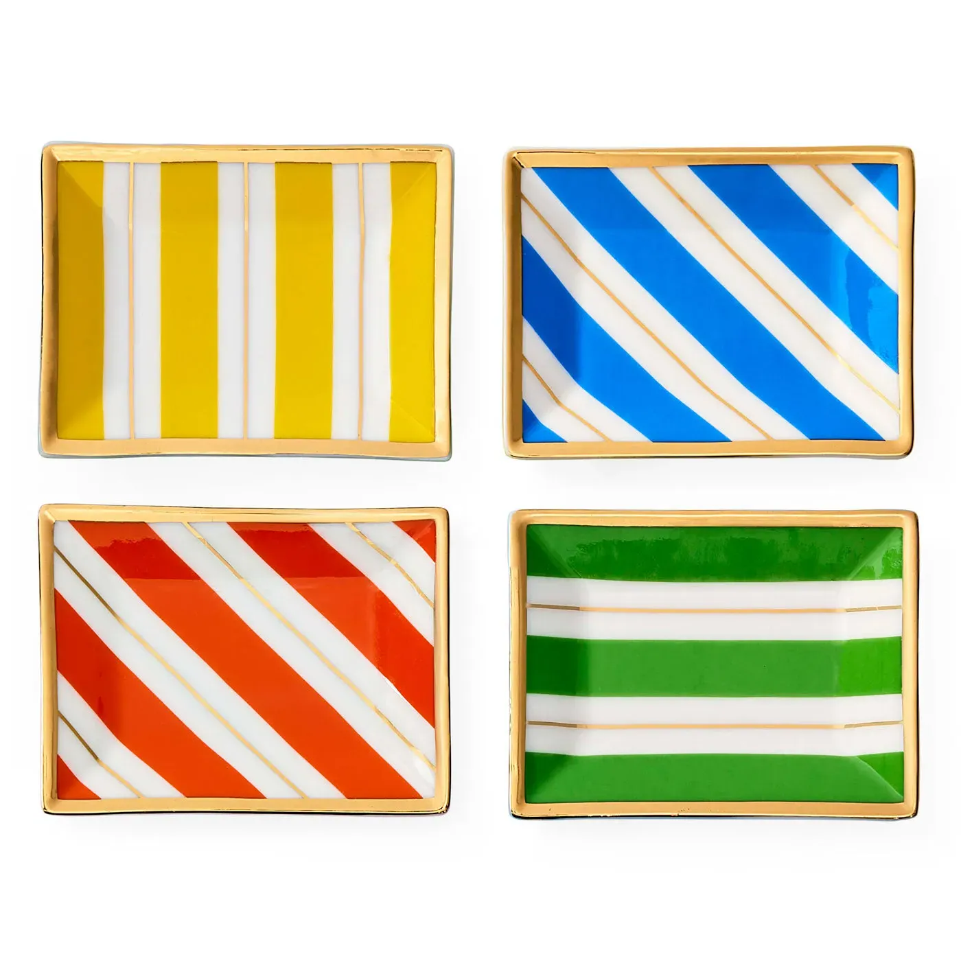 4-Piece Tray Set with Gold Accents - Porcelain image