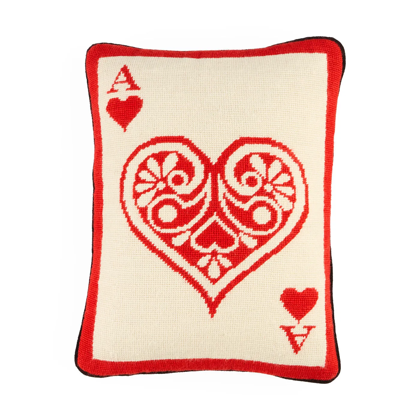 Ace Of Hearts Needlepoint Cushion - Velvet image