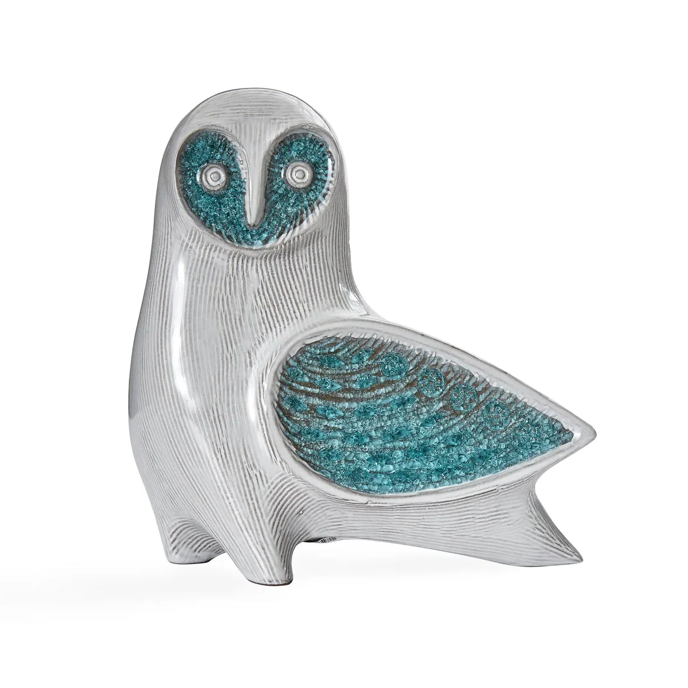 Barn Owl Sculpture - Aquamarine, Stoneware image