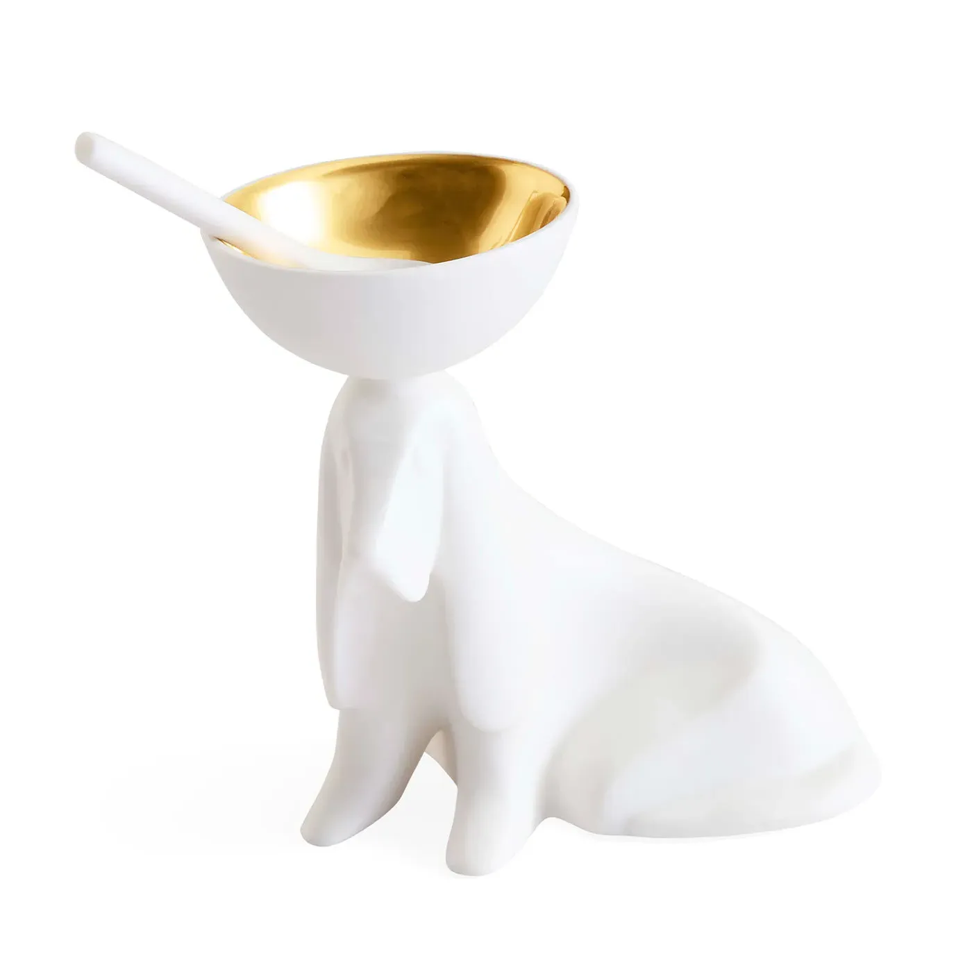 Basset Hound Salt & Pepper Cellar - Gold, Porcelain image