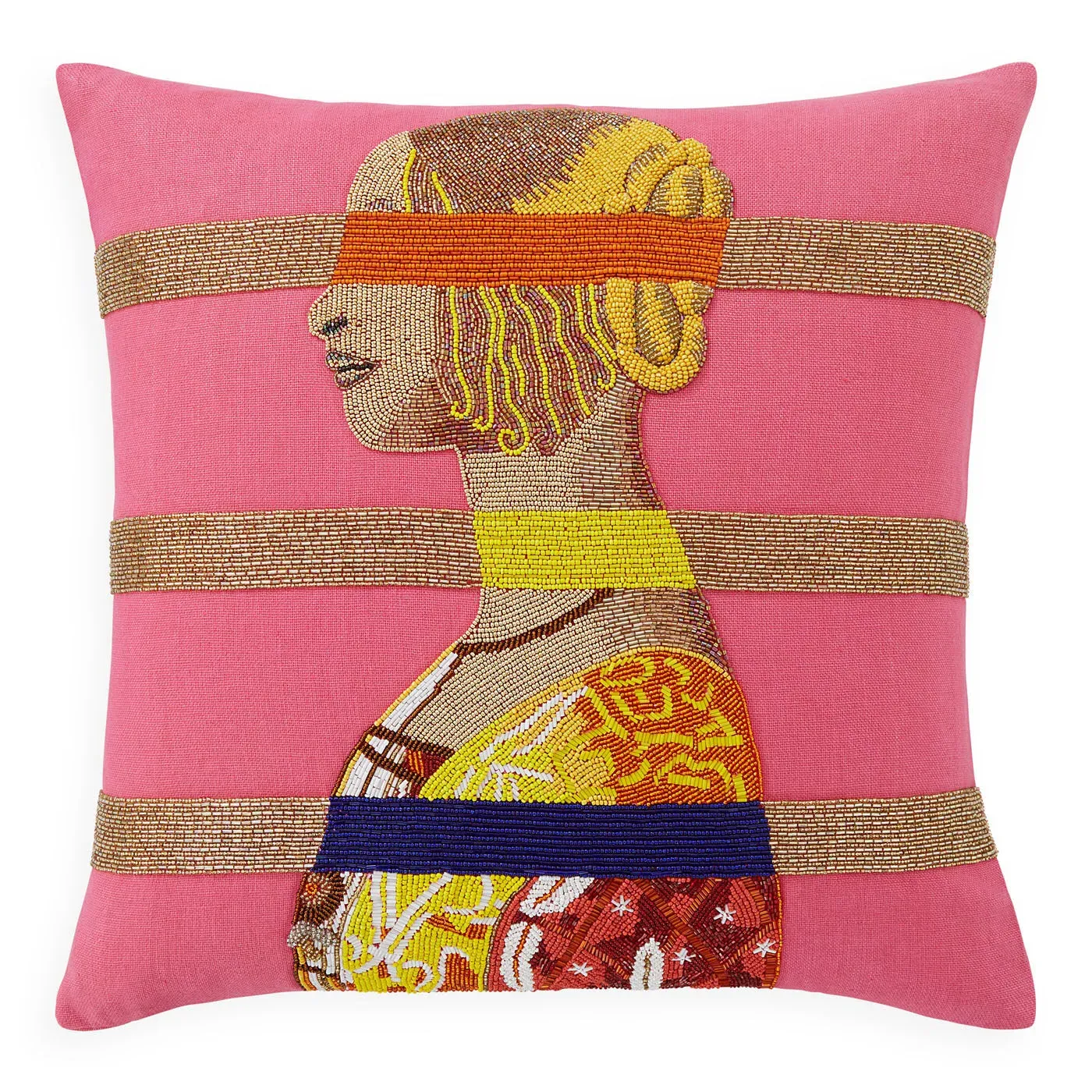 Beaded Cushion with Renaissance Design - Multicolor image
