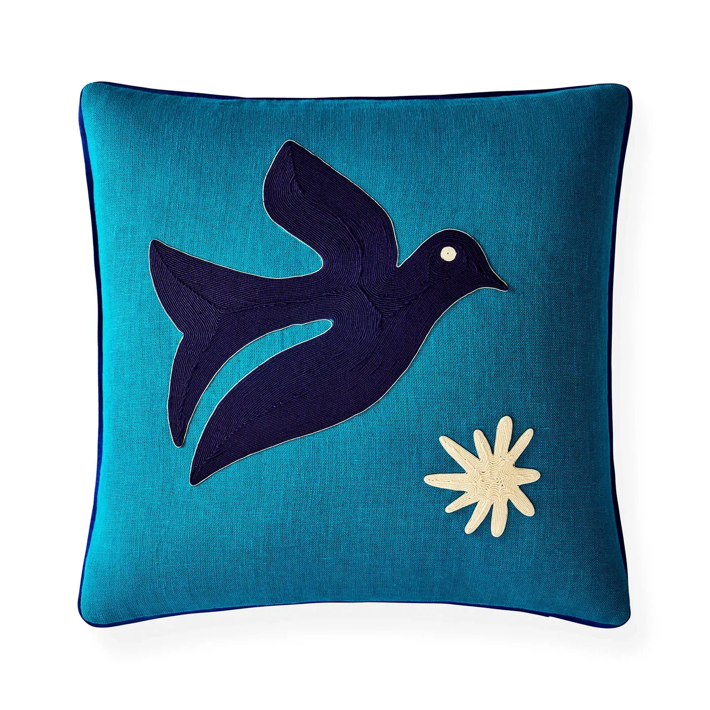 Bird Cushion with Embroidery - Linen image