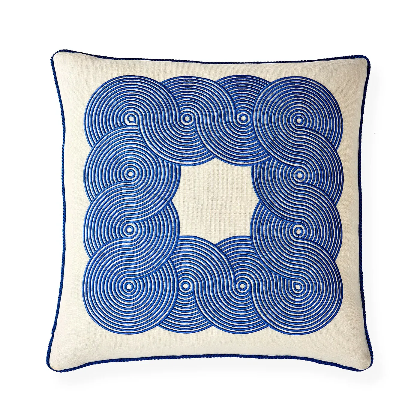 Border Cushion with Raised Stitch - Cobalt, Linen image