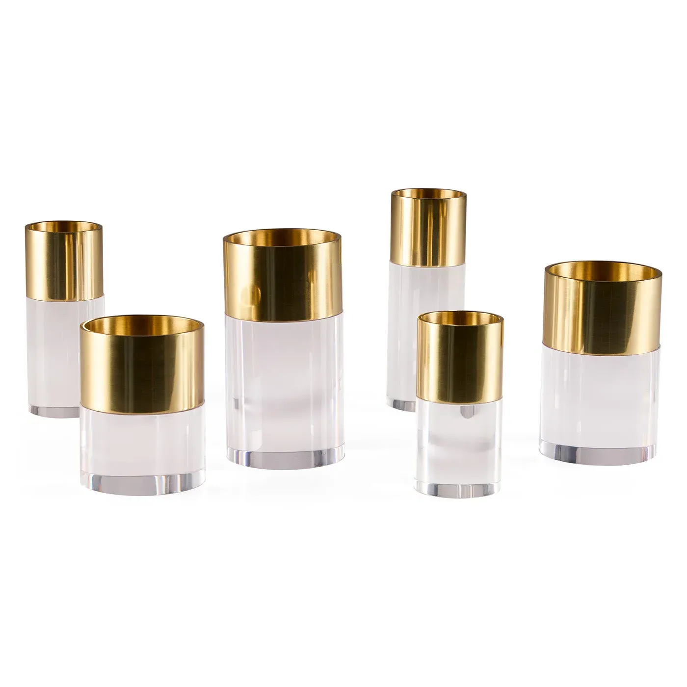 Candle Holder Set with Brass Accents - Acrylic