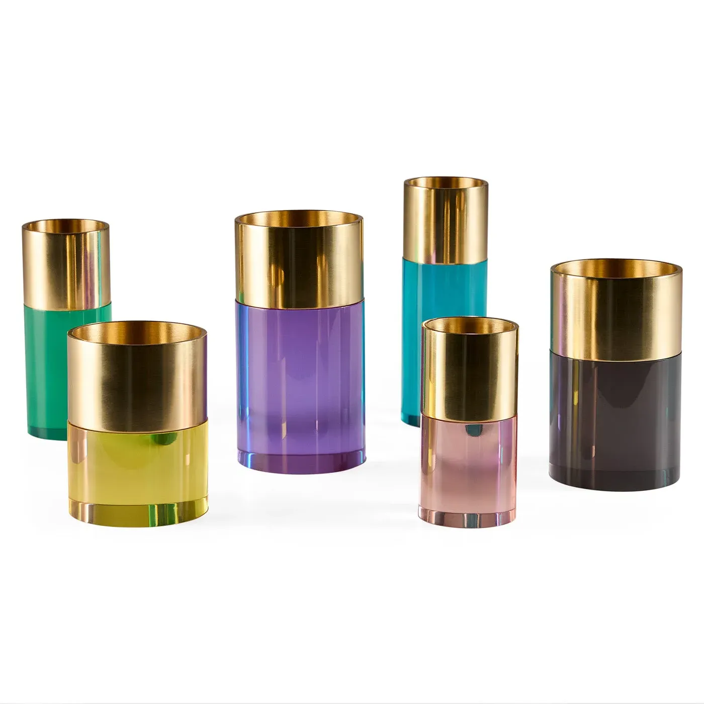 Candle Holder Set with Brass Accents - Acrylic image