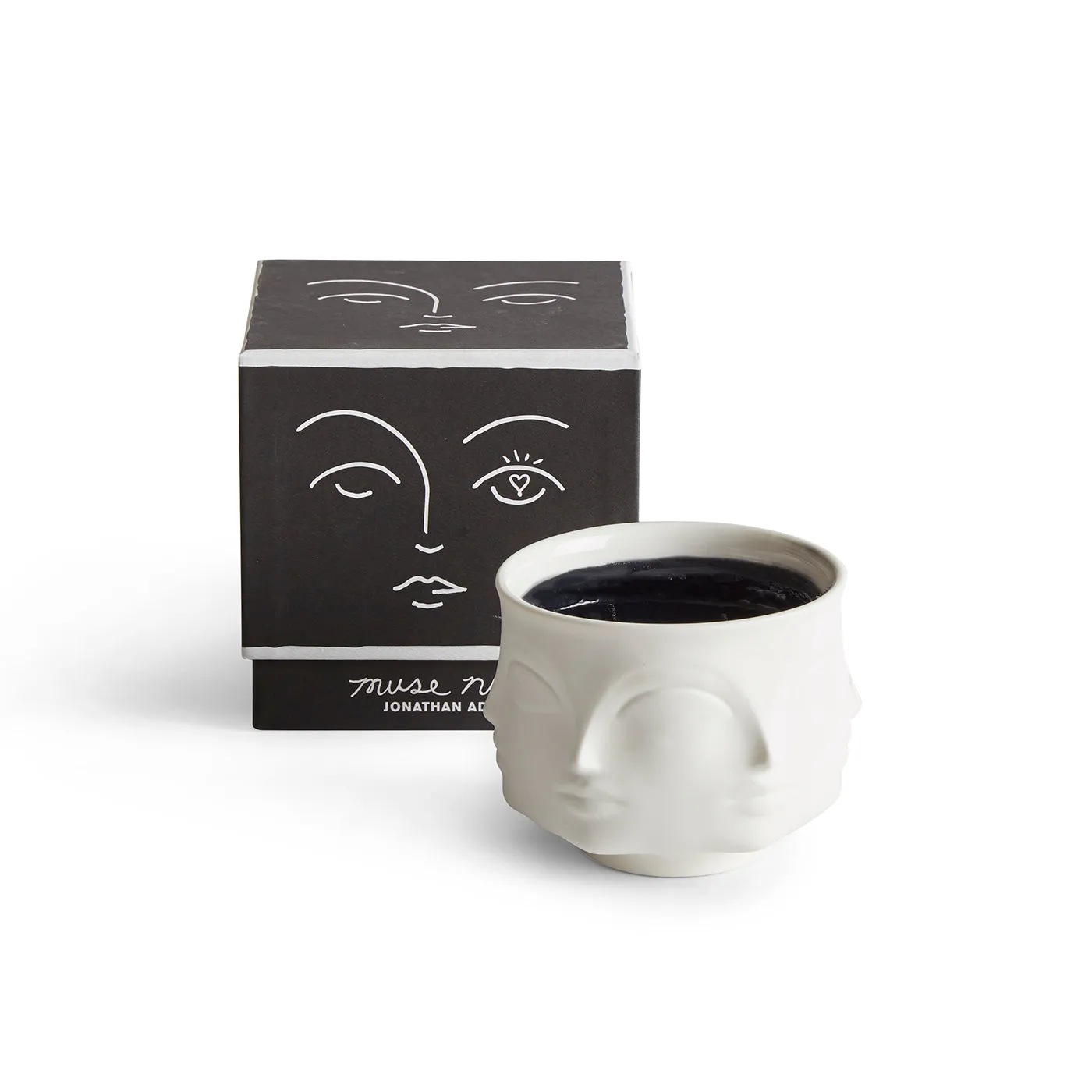 Ceramic Candle with Vessel - Black, Porcelain