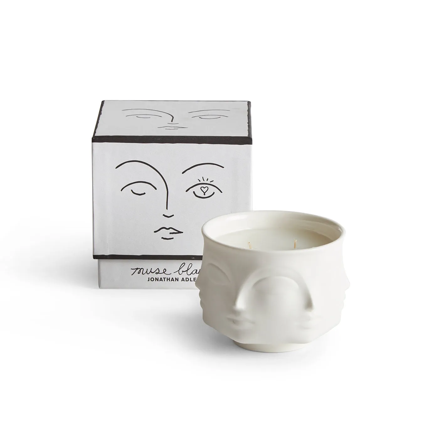 Ceramic Candle with Vessel - White, Porcelain