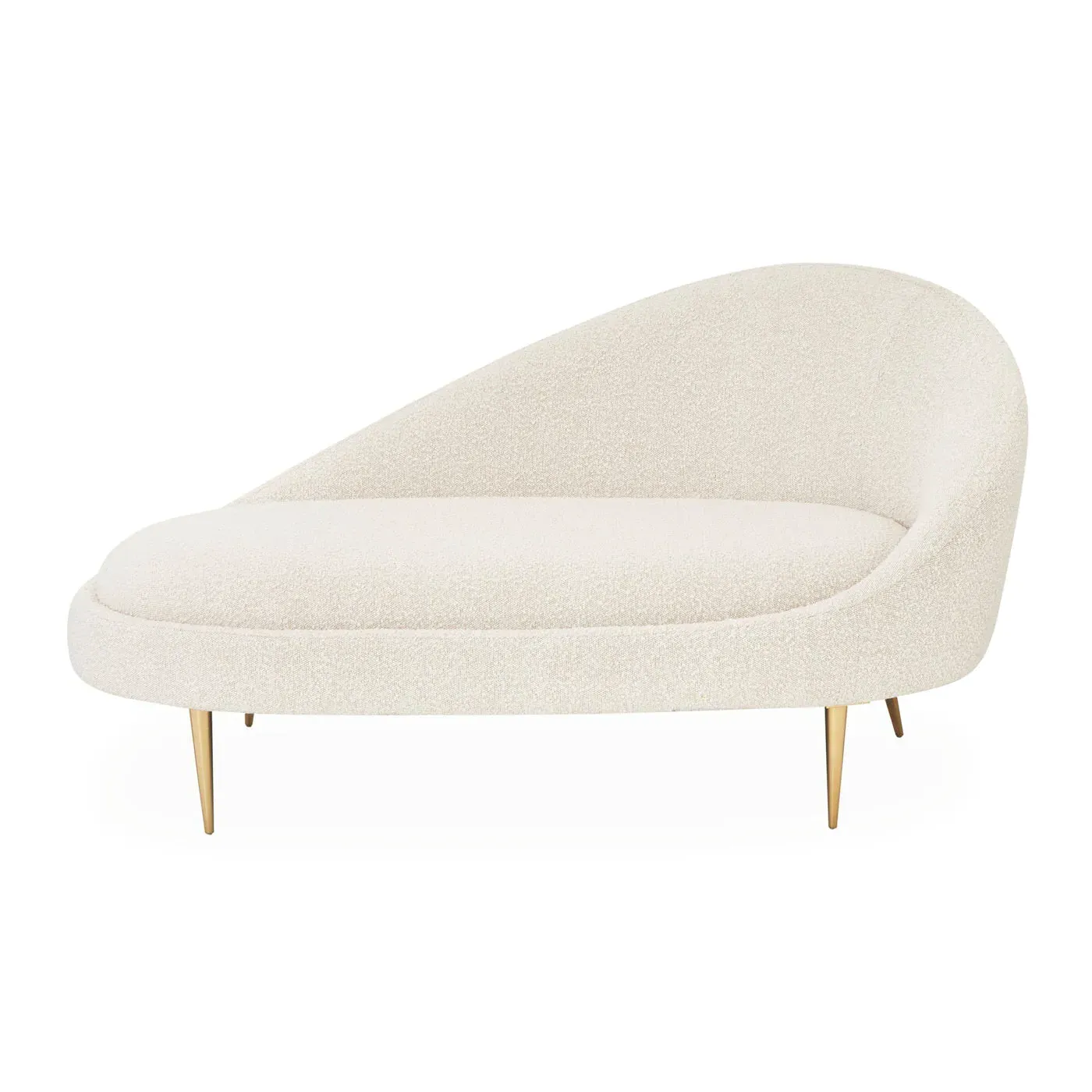 Chaise Lounge with Brass Legs - Oatmeal, Bouclé
