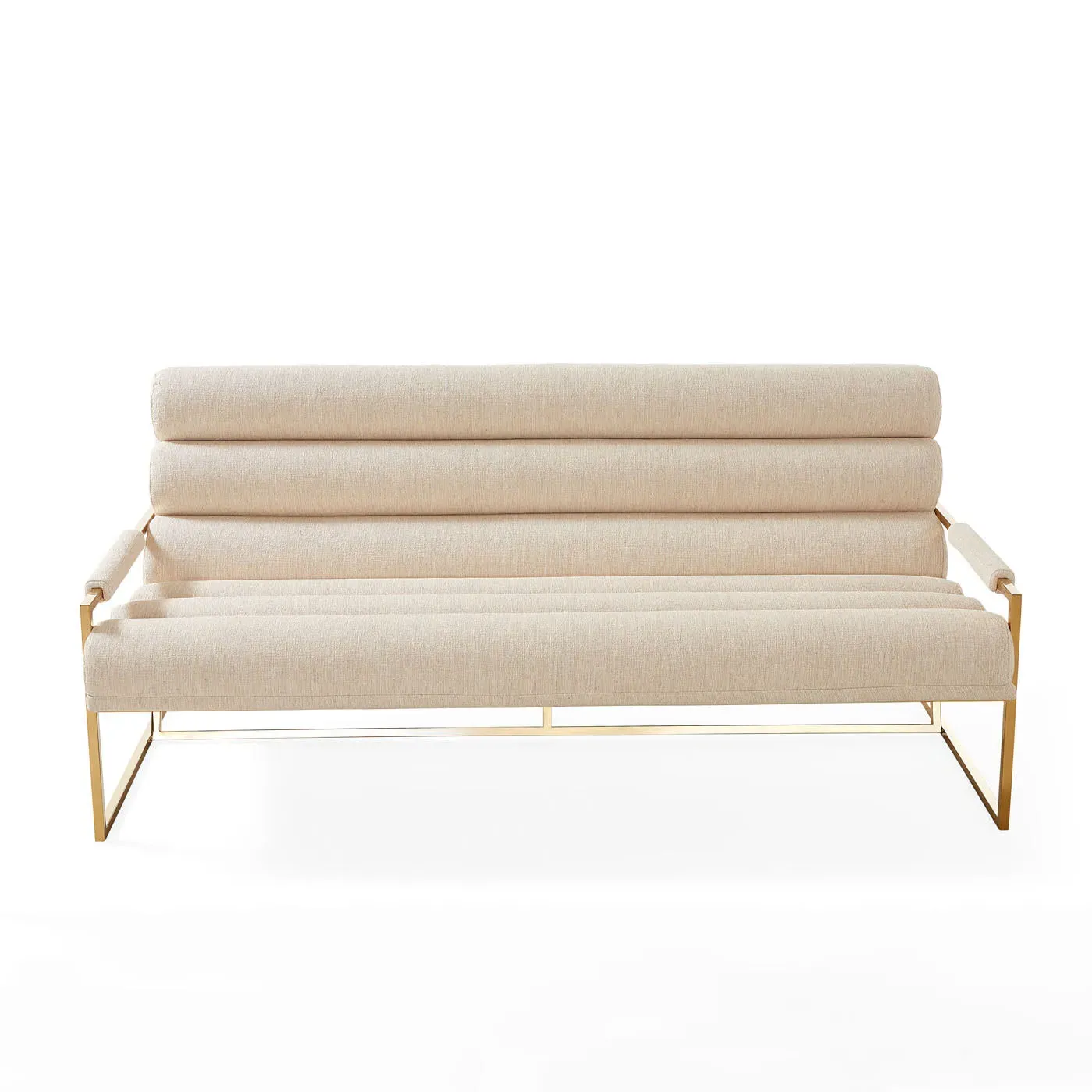 Channeled Apartment Sofa - Stone, Brass Frame image