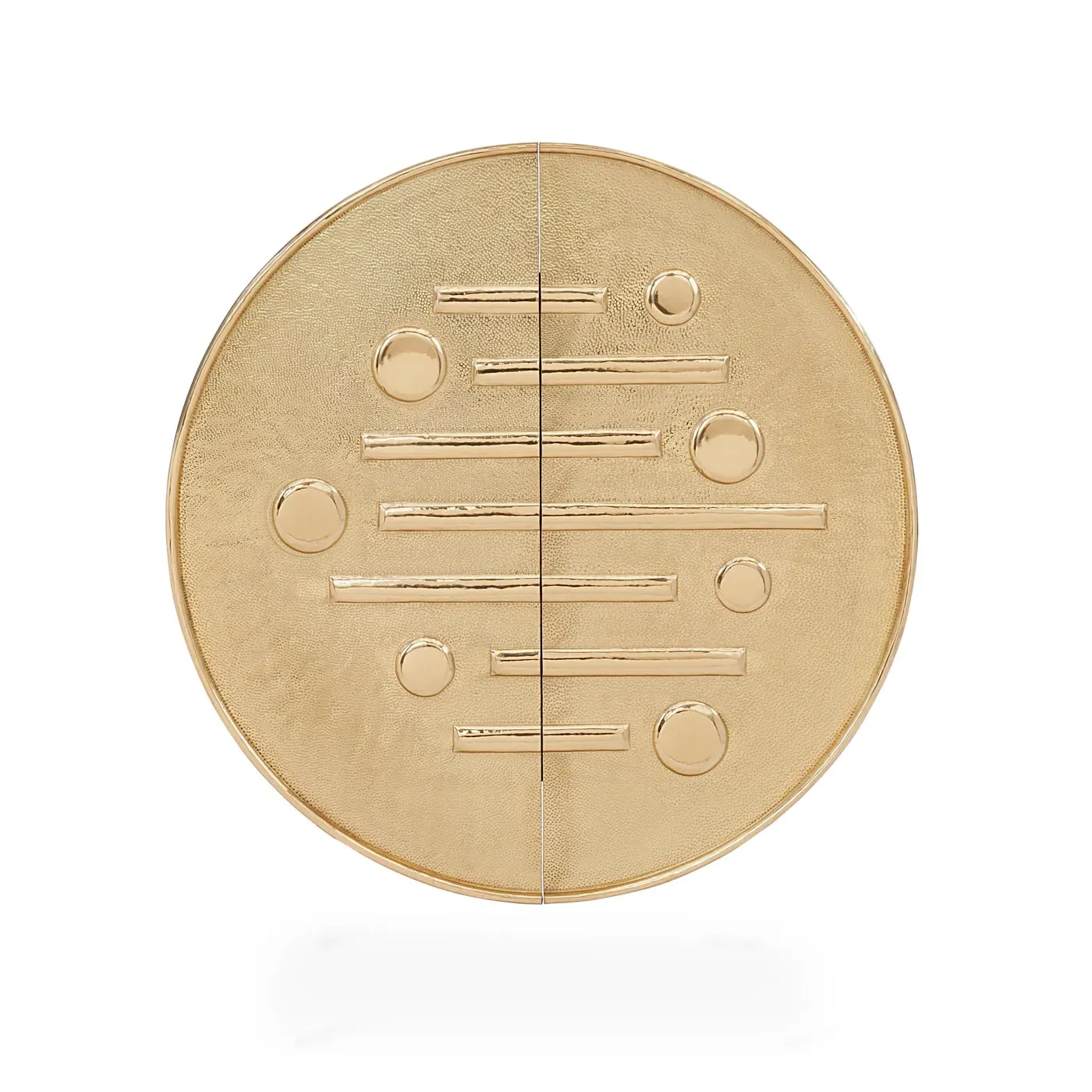 Circle Bar Cabinet with Relief Texture - Oak, Brass image