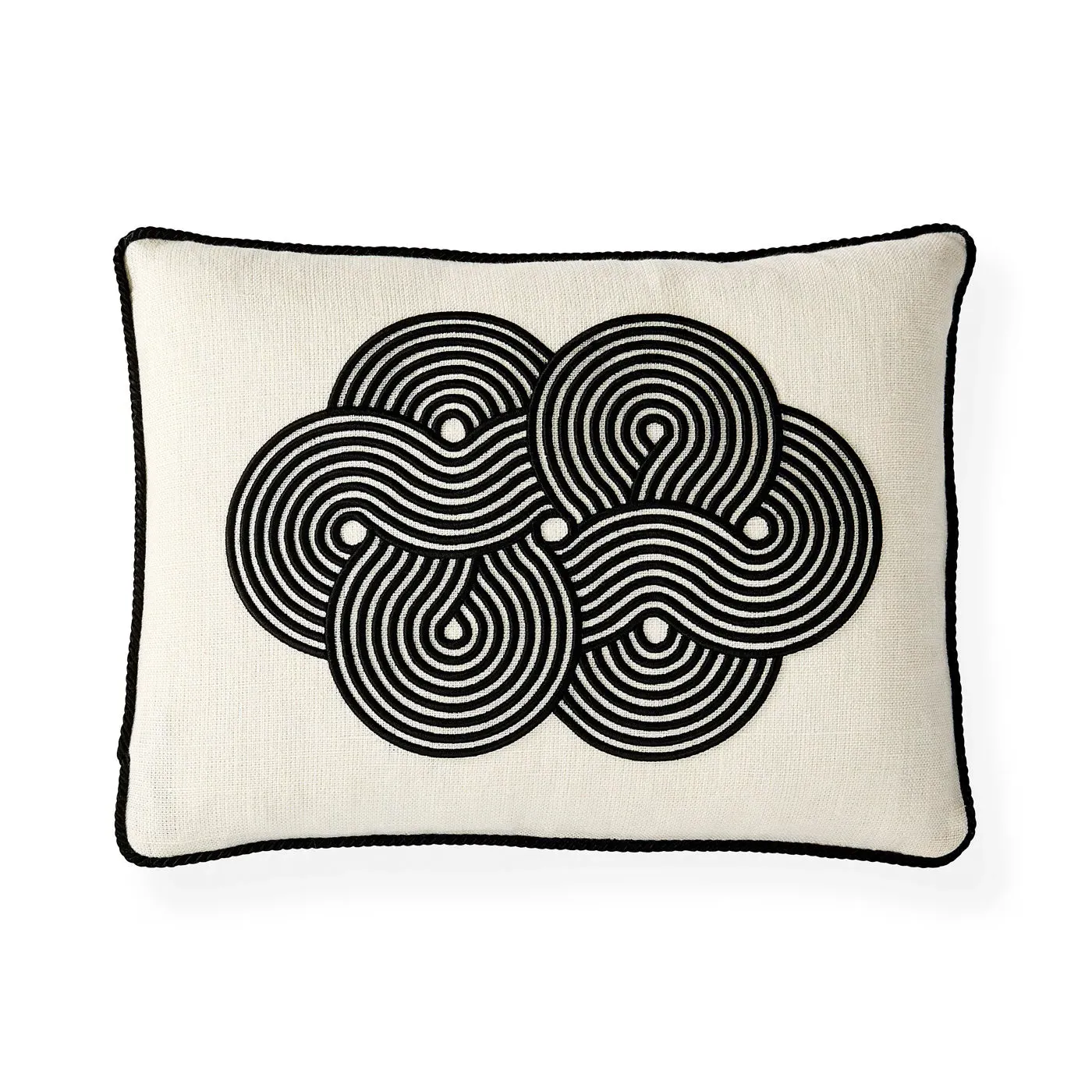 Cloud Pattern Cushion - Black & White, Linen image