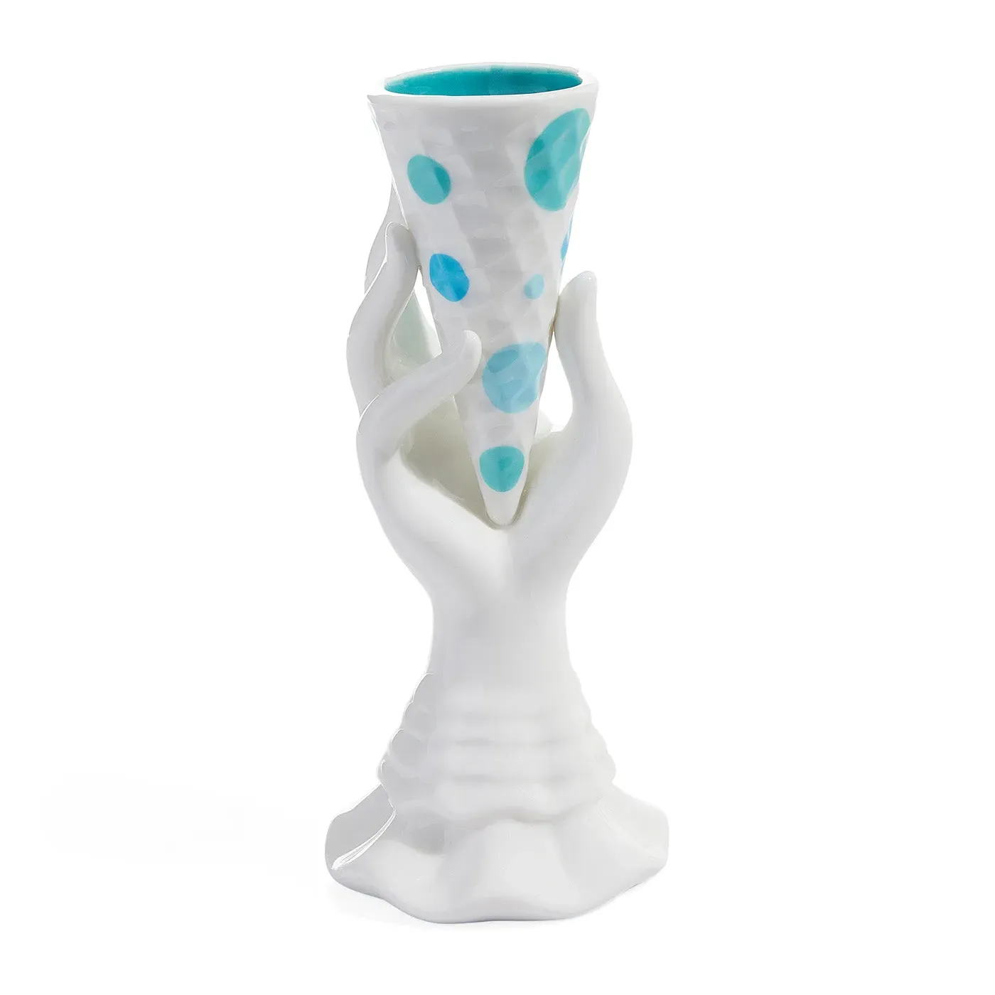 Cone-Shaped Vase with Dot Pattern - Blue, Porcelain