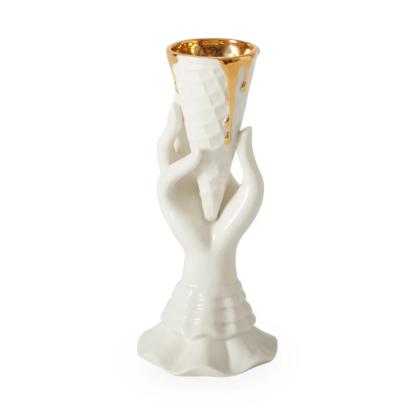 Cone-Shaped Vase with Gold Lining - Porcelain