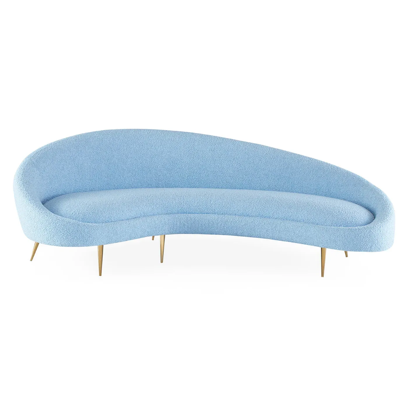 Curved Sofa with Brass Legs - Velvet