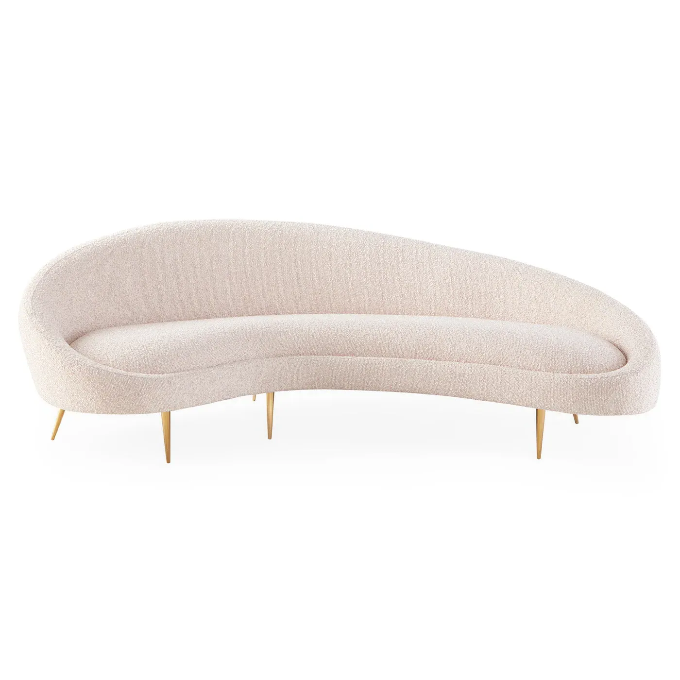 Curved Sofa with Brass Legs - Velvet