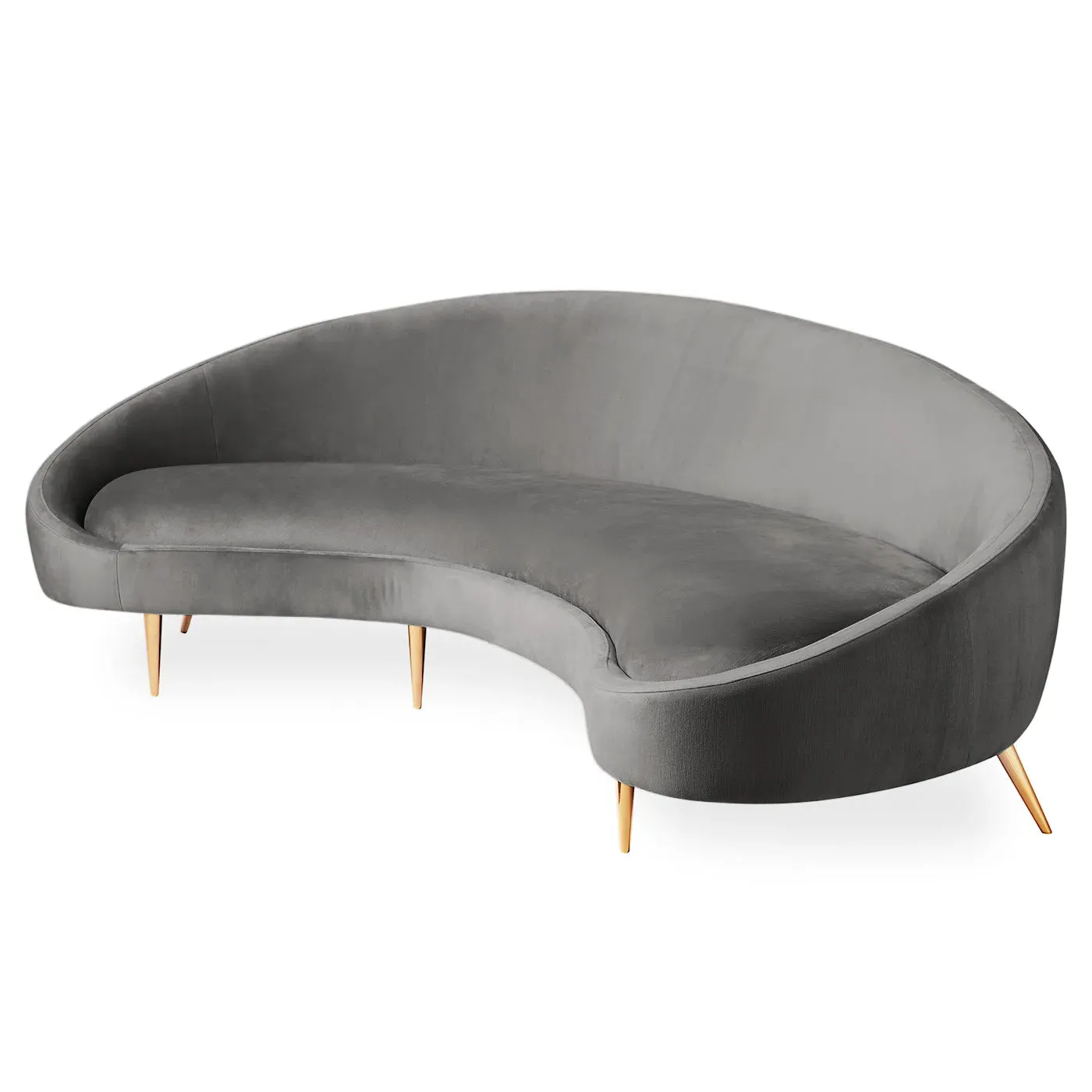 Curved Sofa with Brass Legs - Velvet image