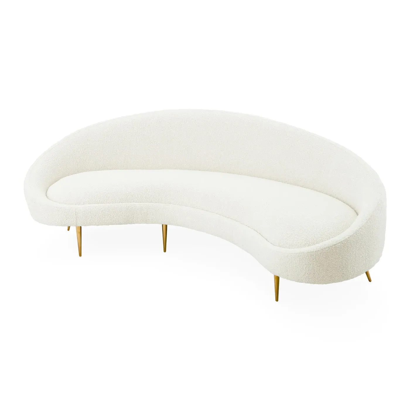 Curved Sofa with Brass Legs - Velvet