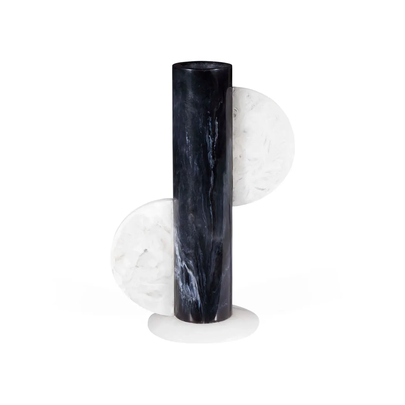 Cylinder Vase with Marbled Finish - Black & White image