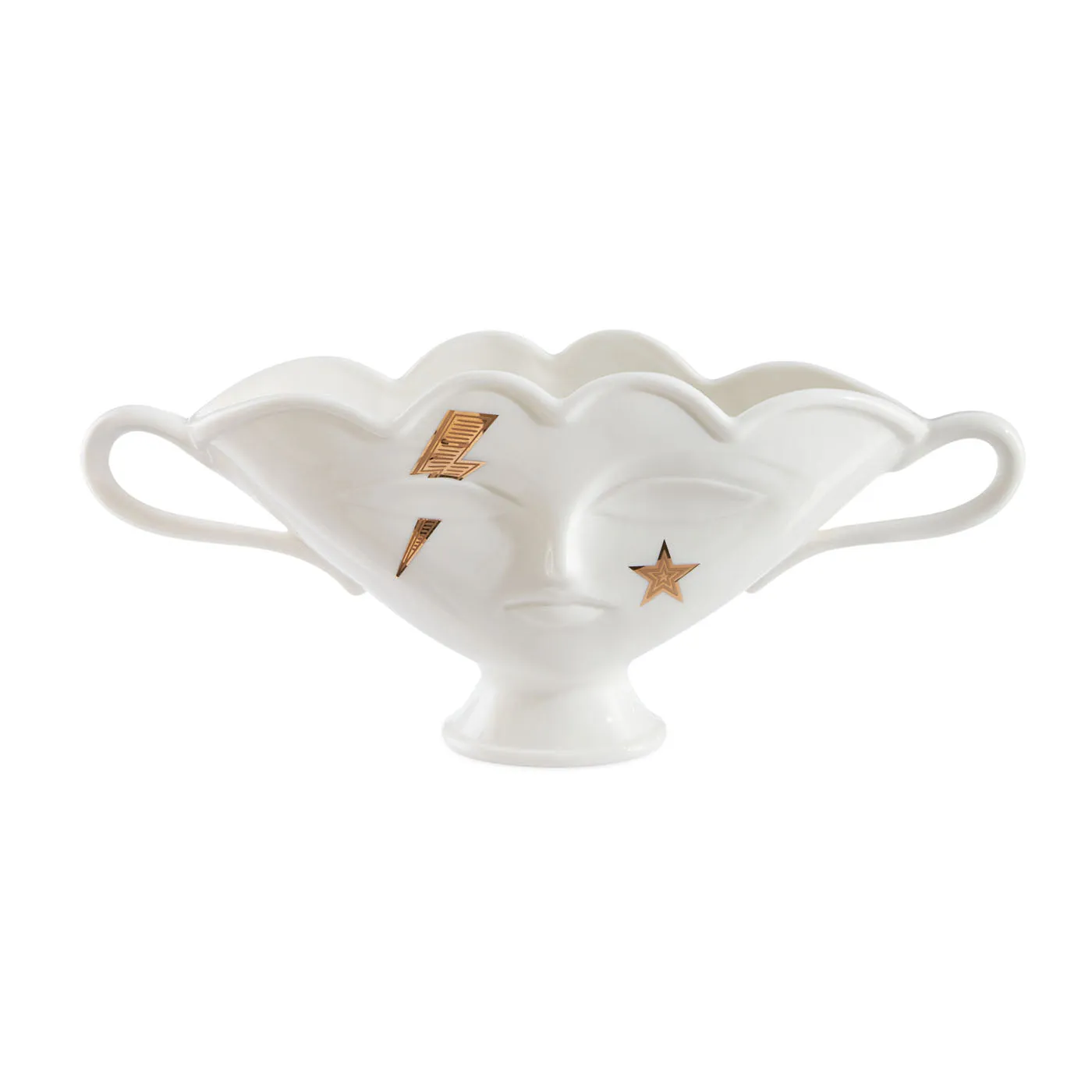 Decorative Urn with Face Design - Gold, Porcelain image