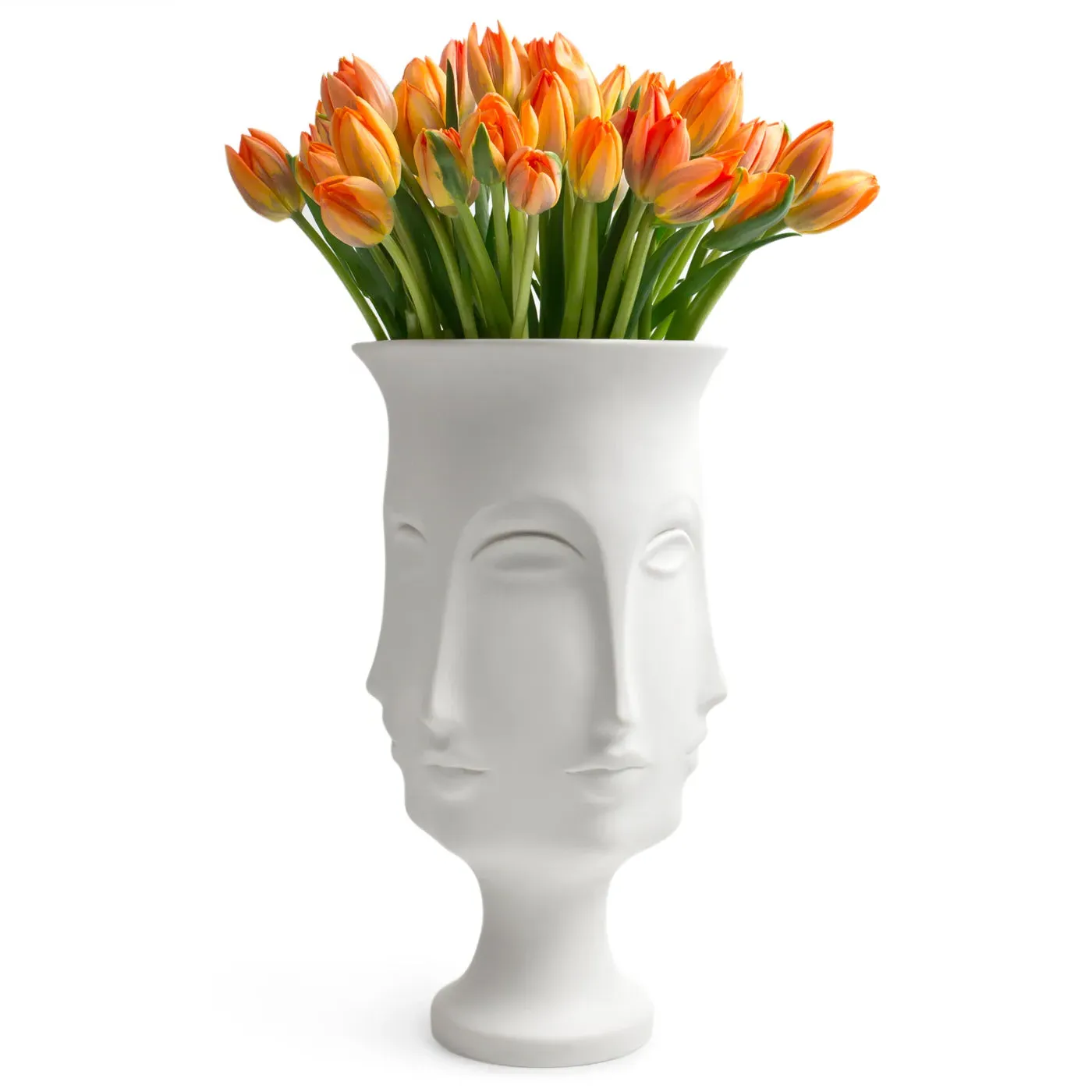 Decorative Urn with Face Relief - Porcelain
