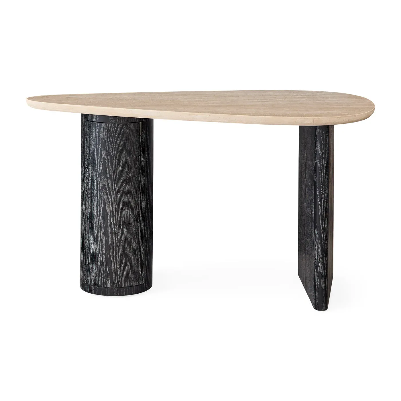 Desk with Storage - Travertine, Oak
