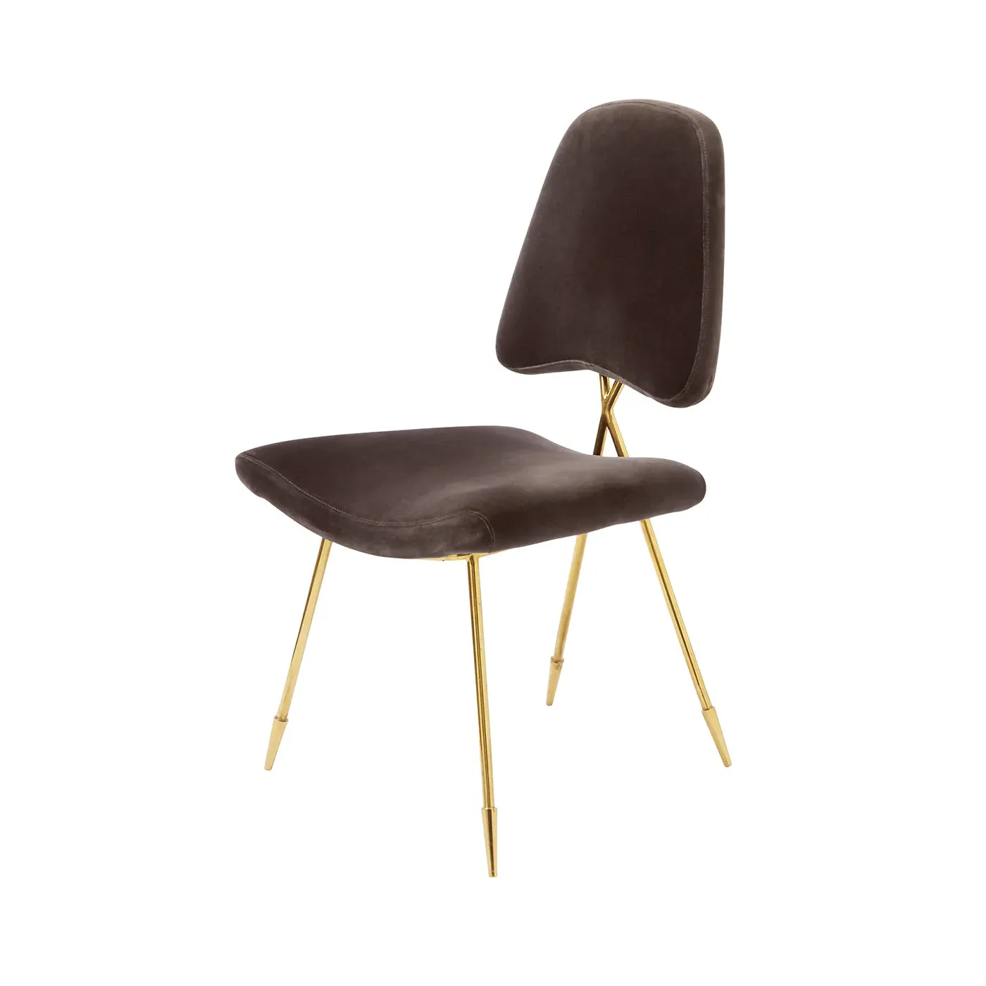 Dining Chair with Brass Frame - Charcoal, Velvet image