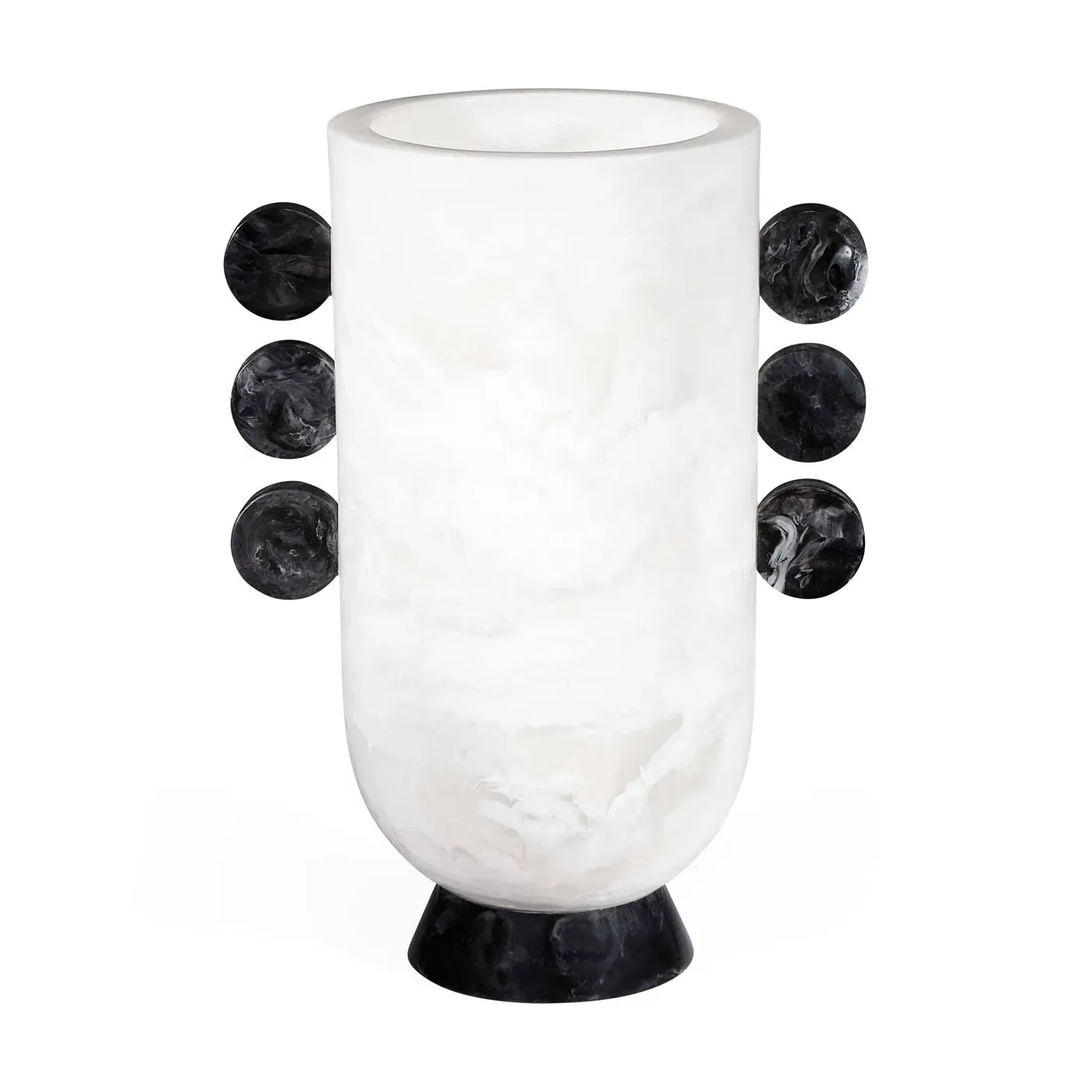 Disc Urn with Marbleized Finish - Black & White image