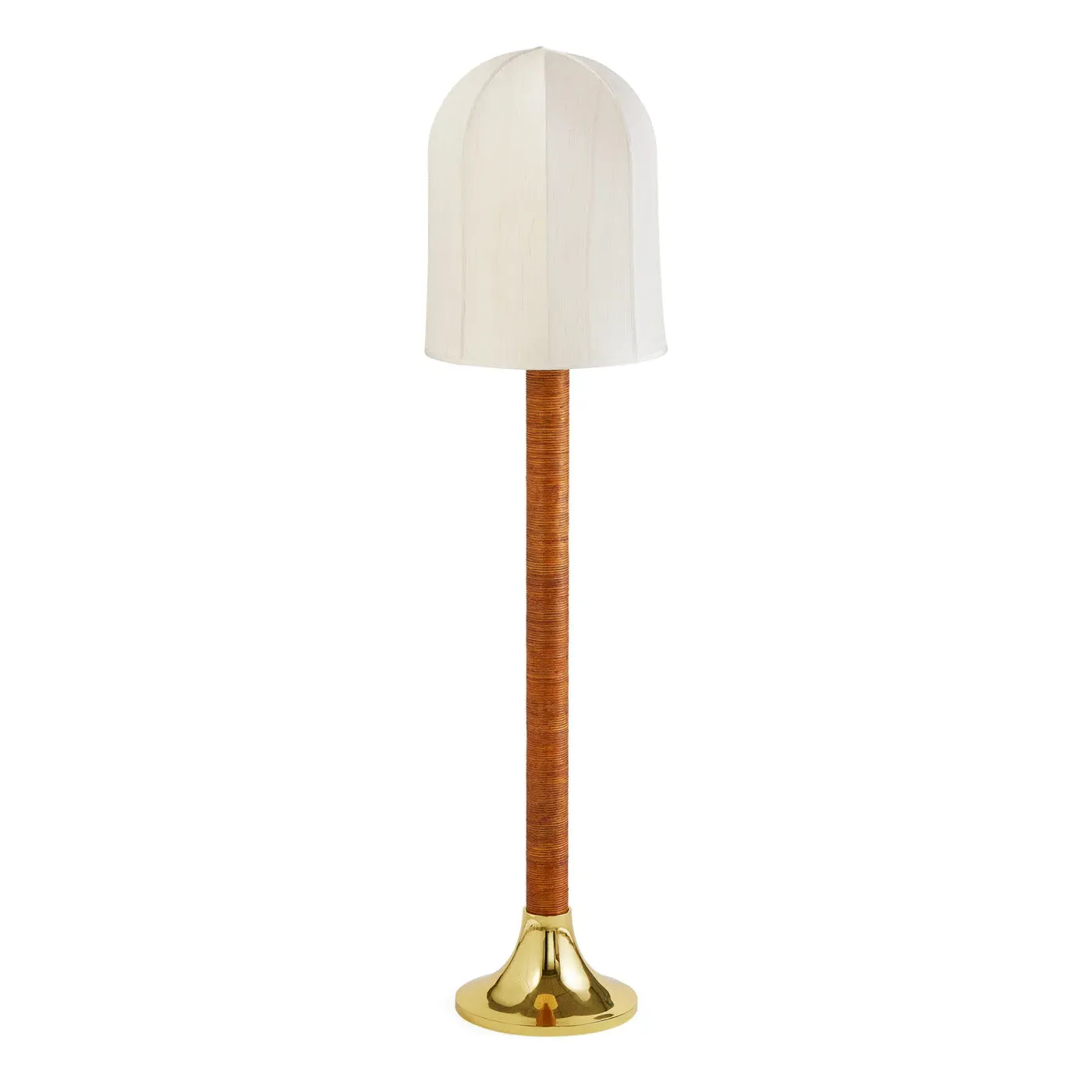 Dome Floor Lamp - Brass, Rattan image