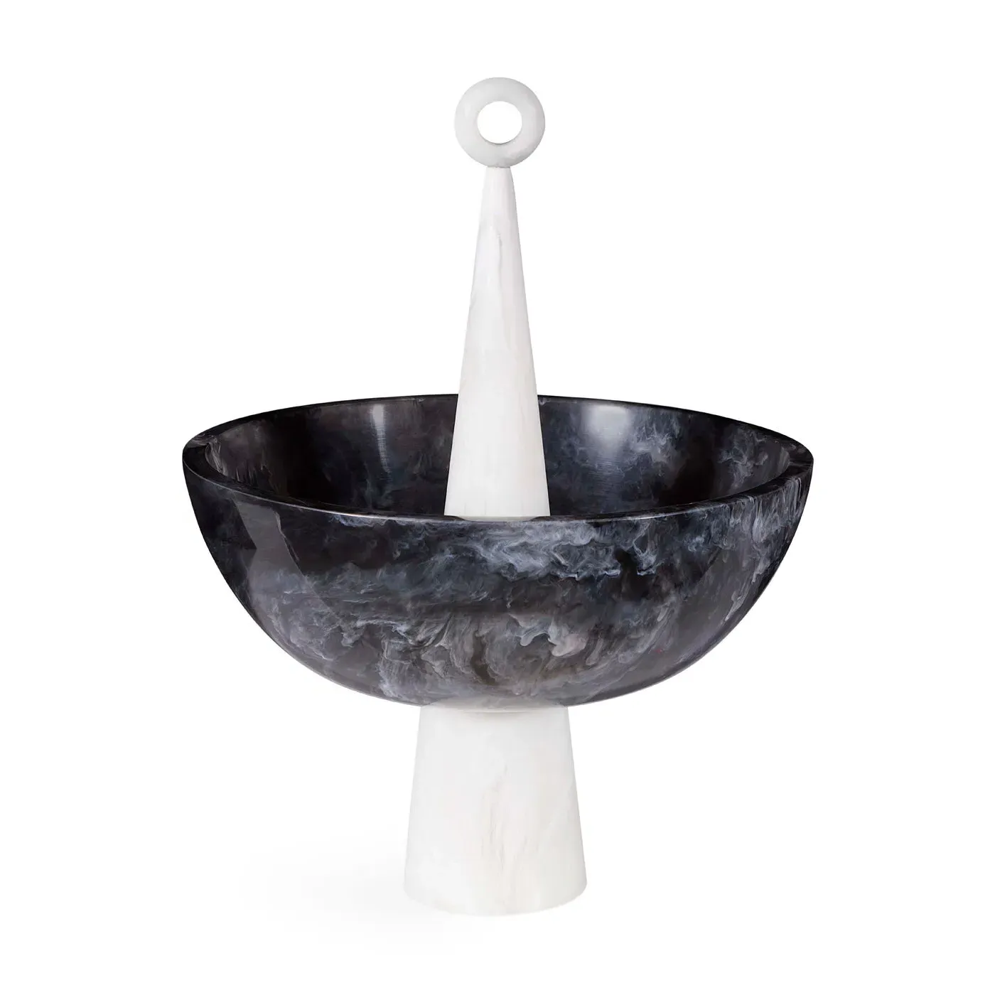 Finial Bowl - Black & White, Marbleized image
