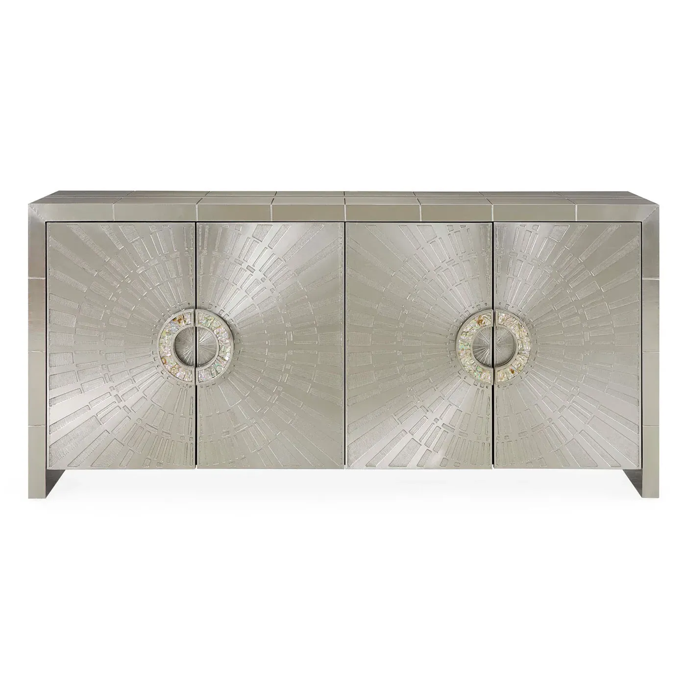 Four-Door Credenza with Starburst Pattern - Metal image