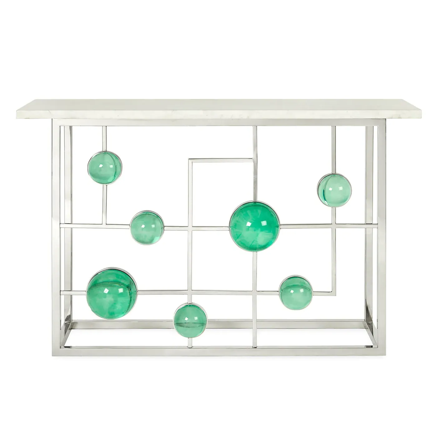 Fretwork Console Table - White, Marble image