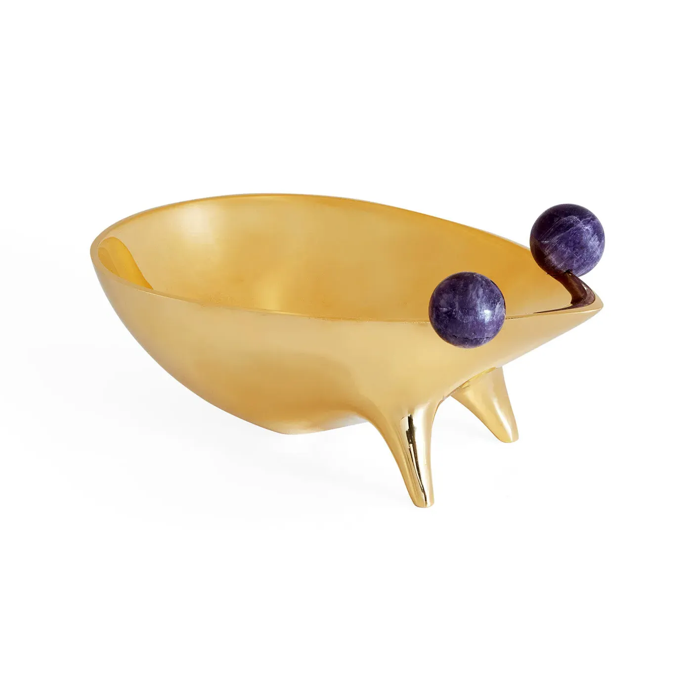 Frog Bowl with Amethyst Eyes - Brass image
