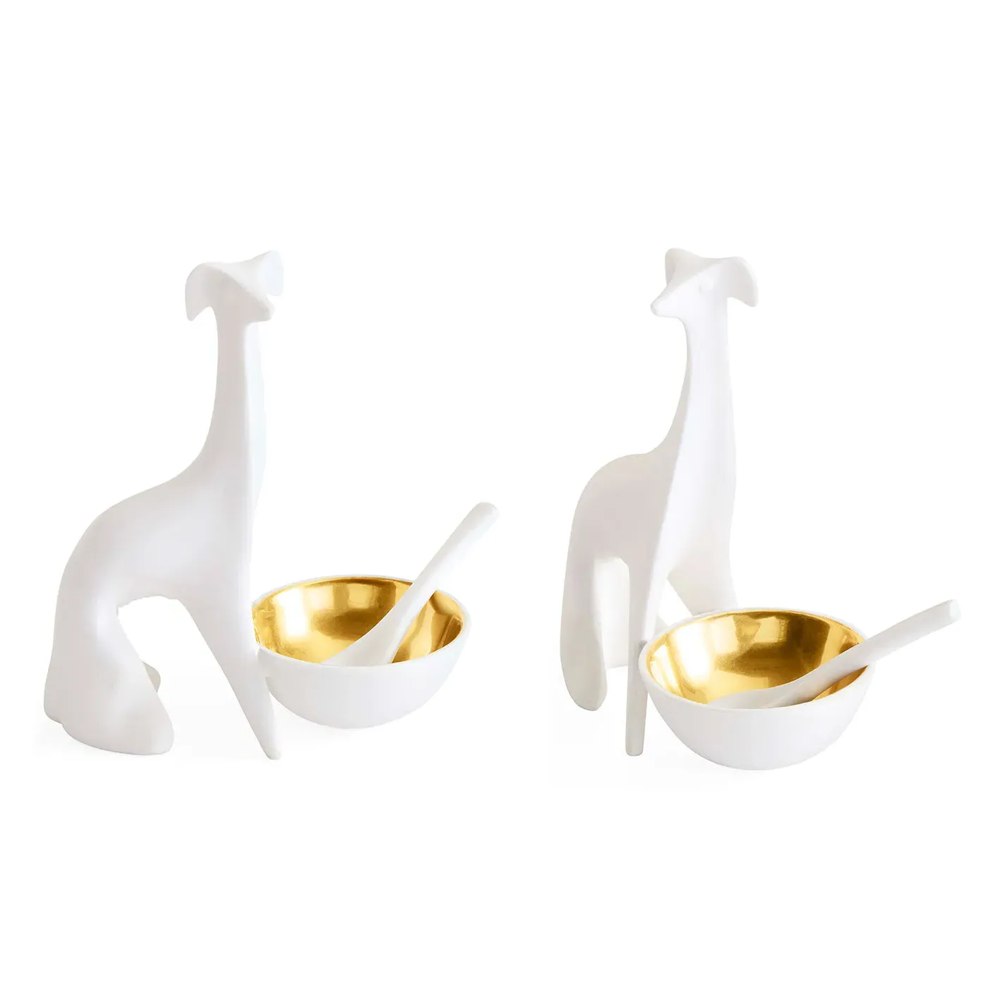 Greyhound Salt & Pepper Cellar - Gold, Porcelain image