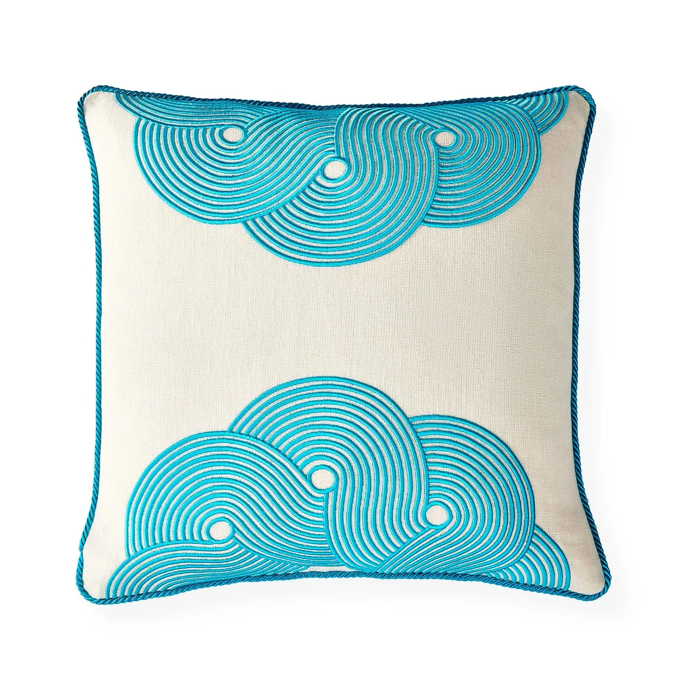 Half Circles Cushion - Aqua, Linen image