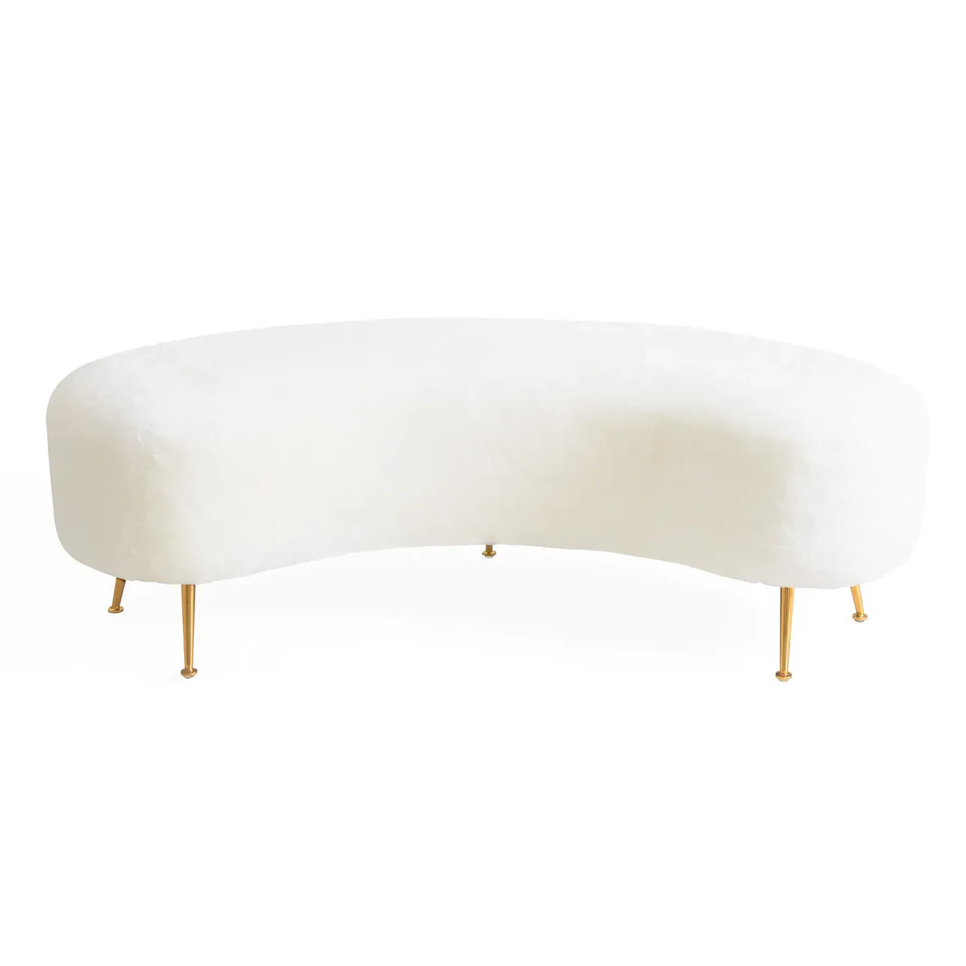 Kidney Bench with Brass Legs - Shearling image