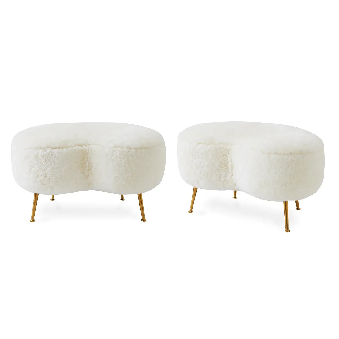 Kidney Ottoman - Shearling, Brass Legs image