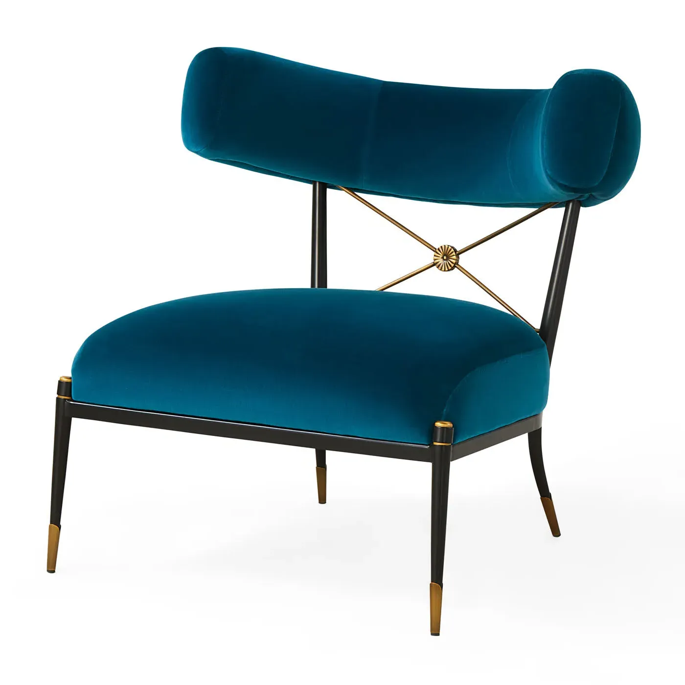 Klismos Lounge Chair - Peacock, Velvet image