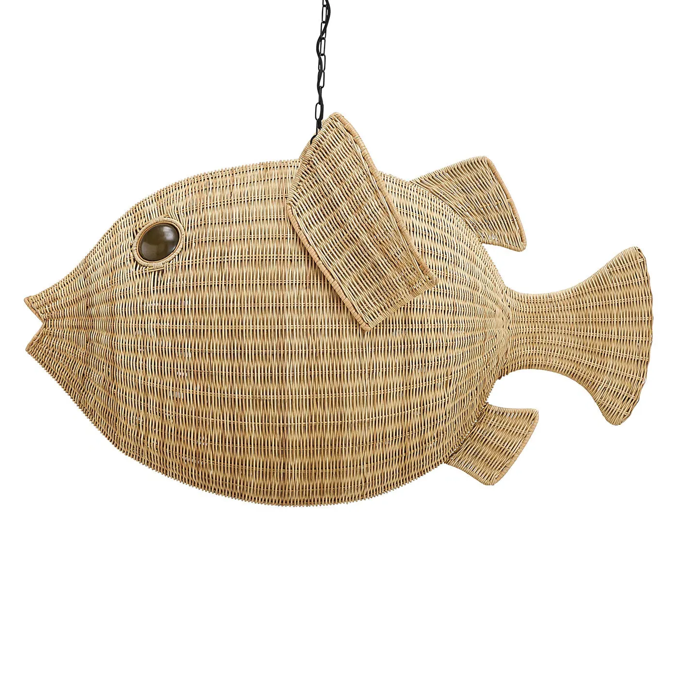 Large Blowfish Pendant Light - Natural, Wicker